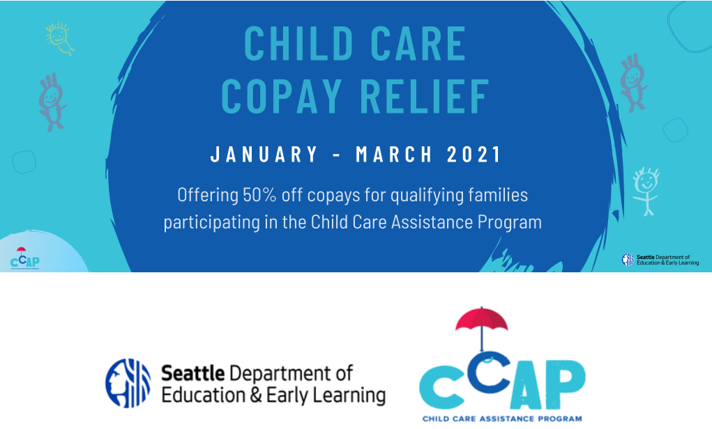 Graphic showing child care copay relief available